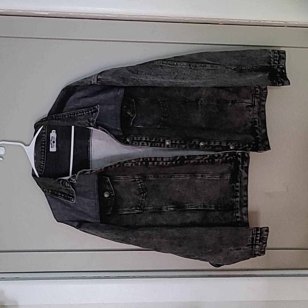 Crazy Train black stone washed jean jacket